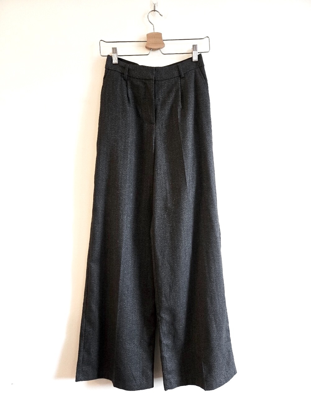 SELECTED FEMME | 34 (S) High Rise Wide Leg Trouser Pants | dark grey